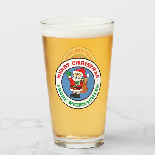 Frohe Weihnachenドイツのクリスマスサンタ タンブラーグラス (ドリンク正面)