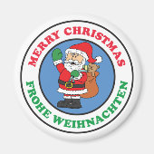 Frohe Weihnachenドイツのクリスマスサンタ マグネット (正面)