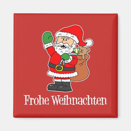 Frohe Weihnachenドイツのクリスマスサンタ マグネット (正面)