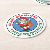 Frohe Weihnachenドイツのクリスマスサンタ ラウンドペーパーコースター (アングル)