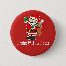Frohe Weihnachenドイツのクリスマスサンタ 缶バッジ