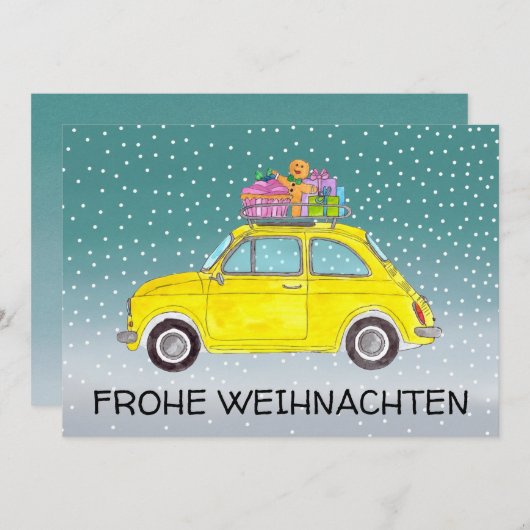 Frohe Weihnachenドイツのクリスマスフィアット500 シーズンカード (正面/裏面)