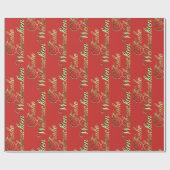 Frohe Weihnachenドイツのクリスマスレッドと金ゴールド ラッピングペーパー (フラット)