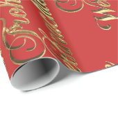 Frohe Weihnachenドイツのクリスマスレッドと金ゴールド ラッピングペーパー (ロールコーナー)