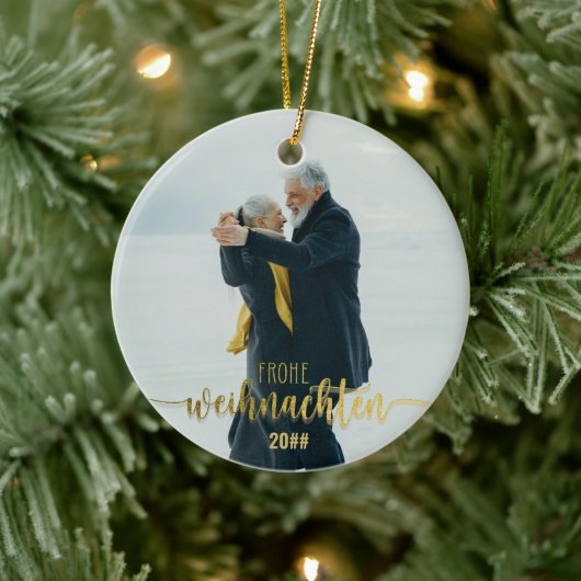 Frohe Weihnachenドイツのクリスマス2写真コラージュ セラミックオーナメント (ツリー)