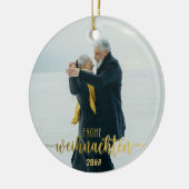Frohe Weihnachenドイツのクリスマス2写真コラージュ セラミックオーナメント (左)