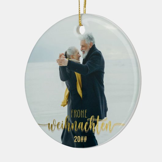 Frohe Weihnachenドイツのクリスマス2写真コラージュ セラミックオーナメント (左)