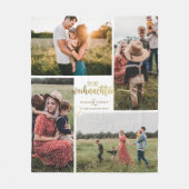 Frohe Weihnachenドイツのクリスマス4写真コラージュ フリースブランケット (正面)