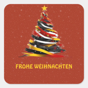 FROHE WEIHNACHENドイツ語ステッカー スクエアシール