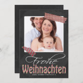 Frohe Weihnachenフォトフレームおよびテーフェイクプ シーズンカード (正面/裏面)