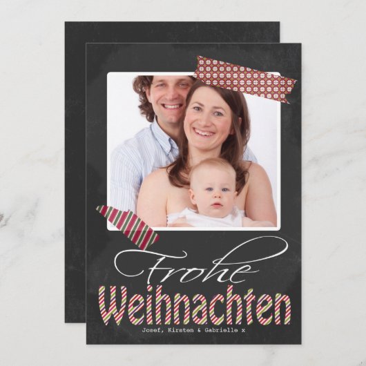 Frohe Weihnachenフォトフレームおよびテーフェイクプ シーズンカード (正面/裏面)