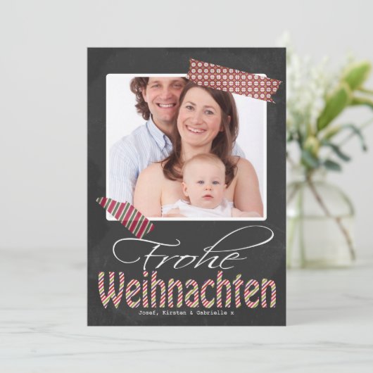 Frohe Weihnachenフォトフレームおよびテーフェイクプ シーズンカード (スタンド正面)