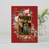 Frohe Weihnachenフォトフローラフォイルドイツ 箔シーズンカード (立ち正面)
