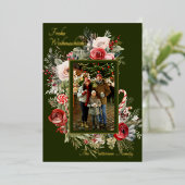 Frohe Weihnachenフォトフローラフォイルドイツ 箔シーズンカード (立ち正面)