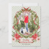 Frohe Weihnachenフローラボウファミリーフォトドイツ語 シーズンカード (正面)