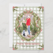 Frohe Weihnachen水彩フローラ家族の写真 シーズンカード (正面)