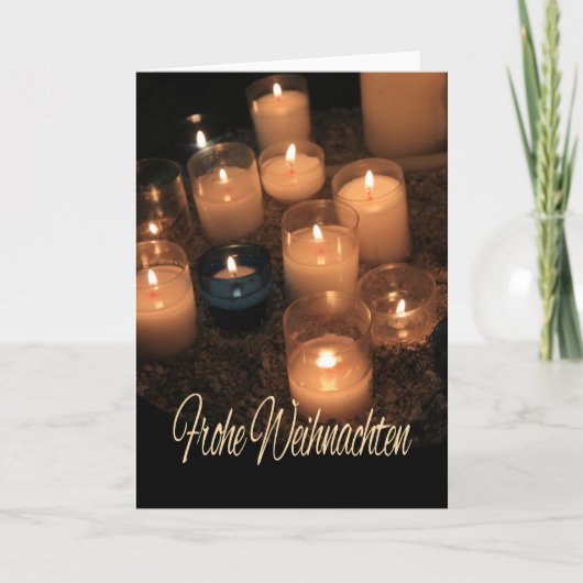 Frohe Weihnachen燃えるロウソクのクリスマス シーズンカード (正面)