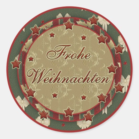 『Frohe Weihnachen』のステッカー ラウンドシール (正面)