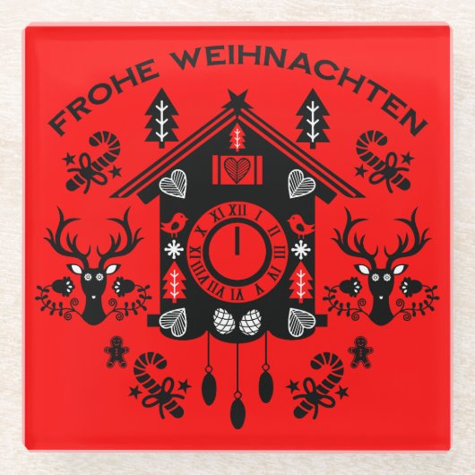 Frohe Weihnachen ガラスコースター (正面)
