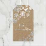 Frohe Weihnachen、ドイツ語でMerry Christmas ギフトタグ<br><div class="desc">とシンプルスノーフレークのパターンのデザインとドイツ語でメリークリスマスである文字のFrohe Weihnachenはホイルで実在飾った。自分の手書きメッセージのためのラベルの背面の部屋。</div>