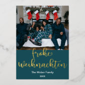 Frohe Weihnachen、ドイツ語でMerry Christmas 箔シーズンカード (正面)