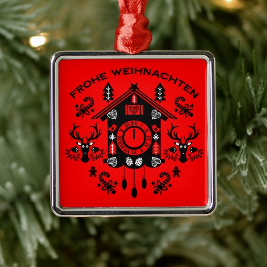 Frohe Weihnachen メタルオーナメント (ツリー)
