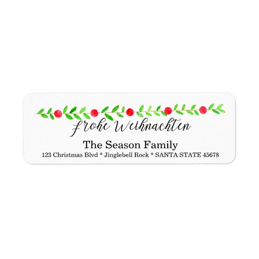 Frohe Weihnachen、水色クリスマスバナー ラベル (正面)
