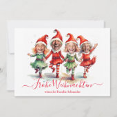 Frohe Weihnachen 4枚の写真ドイツのクリスマス小妖精や小人 シーズンカード (正面)