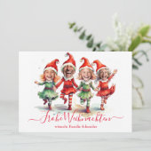 Frohe Weihnachen 4枚の写真ドイツのクリスマス小妖精や小人 シーズンカード (スタンド正面)