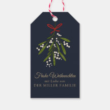 Frohe Weihnachen dunkelblau mistleギフトラベル