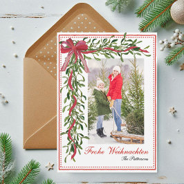 Frohe Weihnachen Mistletoe Red Bow Family写真 シーズンカード