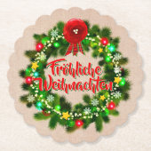 Frohe Weihnachen Untersetzerクリスマス ペーパーコースター (正面)