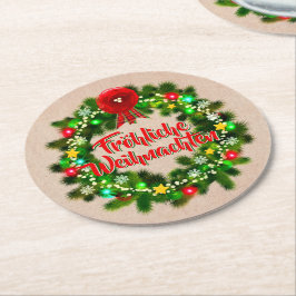 Frohe Weihnachen Untersetzerクリスマス ラウンドペーパーコースター