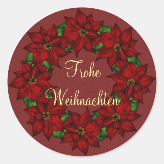 Frohe Weihnachen - Weihnachstern Motiv ラウンドシール (正面)