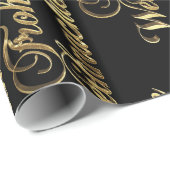 Frohe Weihnachtenのドイツのクリスマスの黒および金ゴールド ラッピングペーパー (ロールコーナー)