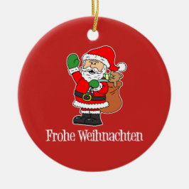 Frohe Weihnachtenのドイツのクリスマスサンタ セラミックオーナメント