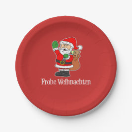 Frohe Weihnachtenのドイツのクリスマスサンタ ペーパープレート