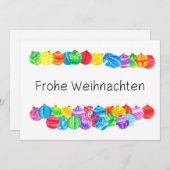 Frohe Weihnachtenのドイツのクリスマス、水彩画 招待状 (正面/裏面)