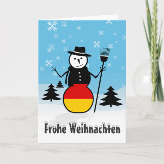 Frohe Weihnachtenのメリークリスマスドイツ雪だるま シーズンカード