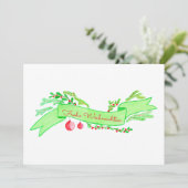 Frohe Weihnachtenの水彩画のクリスマスの旗 招待状 (スタンド正面)