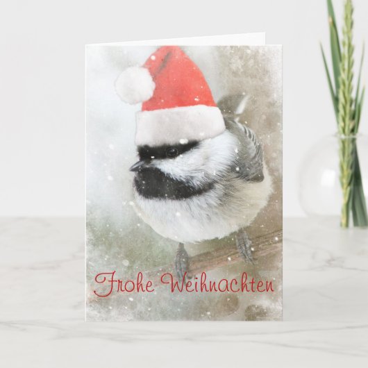 Frohe Weihnachtenサンタの《鳥》アメリカゴガラ シーズンカード (正面)