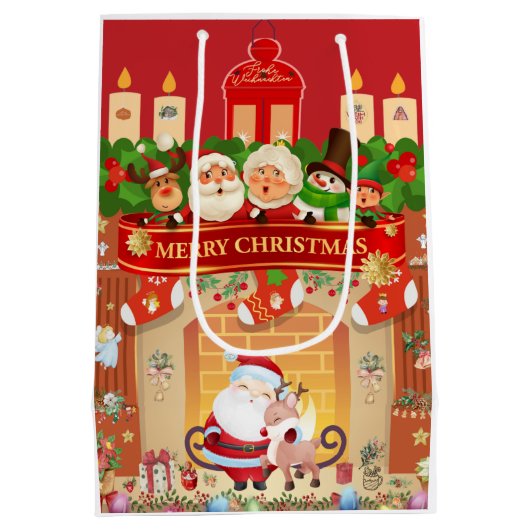 Frohe Weihnachten ミディアムペーパーバッグ (裏面)