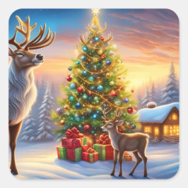 Frohe Weihnachten Fensteraufkleber スクエアシール