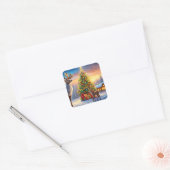 Frohe Weihnachten Fensteraufkleber スクエアシール (封筒)