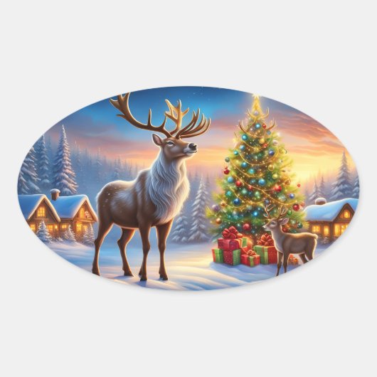 Frohe Weihnachten Fensteraufkleber 楕円形シール (正面)