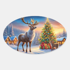 Frohe Weihnachten Fensteraufkleber 楕円形シール