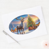 Frohe Weihnachten Fensteraufkleber 楕円形シール (封筒)