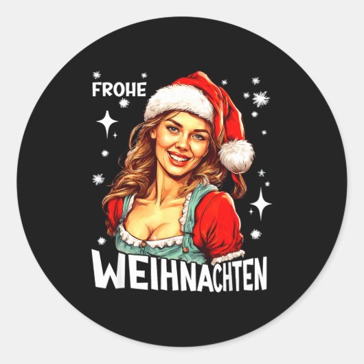 Frohe Weihnachten German Christmas  ラウンドシール (正面)