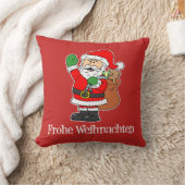 Frohe Weihnachten German Christmas Santa クッション (ブランケット)