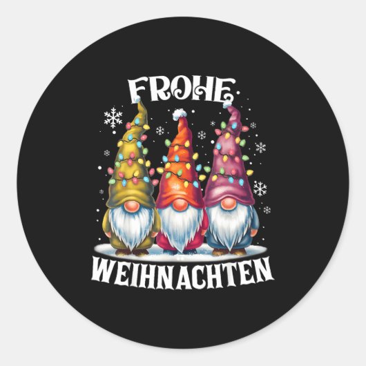 Frohe Weihnachten German Gnome Christmas Decoratio ラウンドシール (正面)